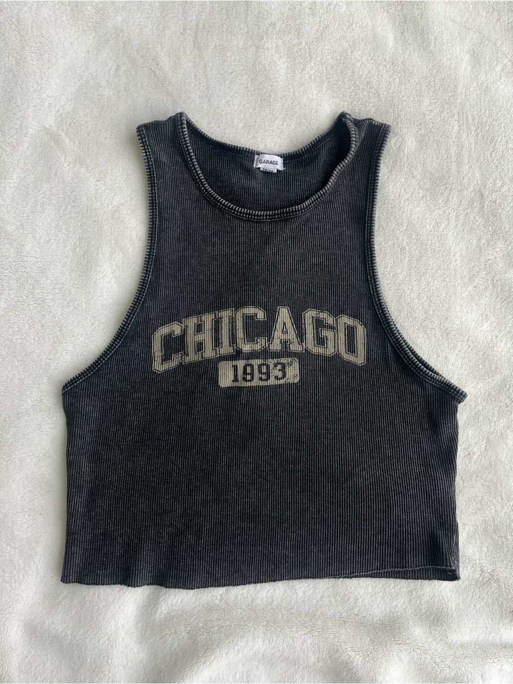 Charcoal Ribbed 'Chicago 1993' Crop Tank